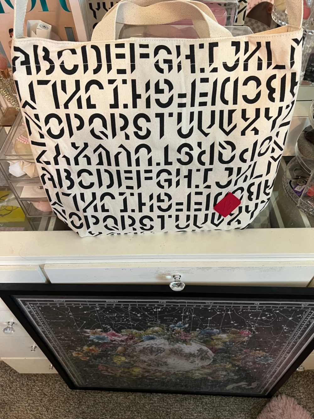 Byredo Canvas Alphabet Tote Bag with Red Accent - Picture 6 of 6